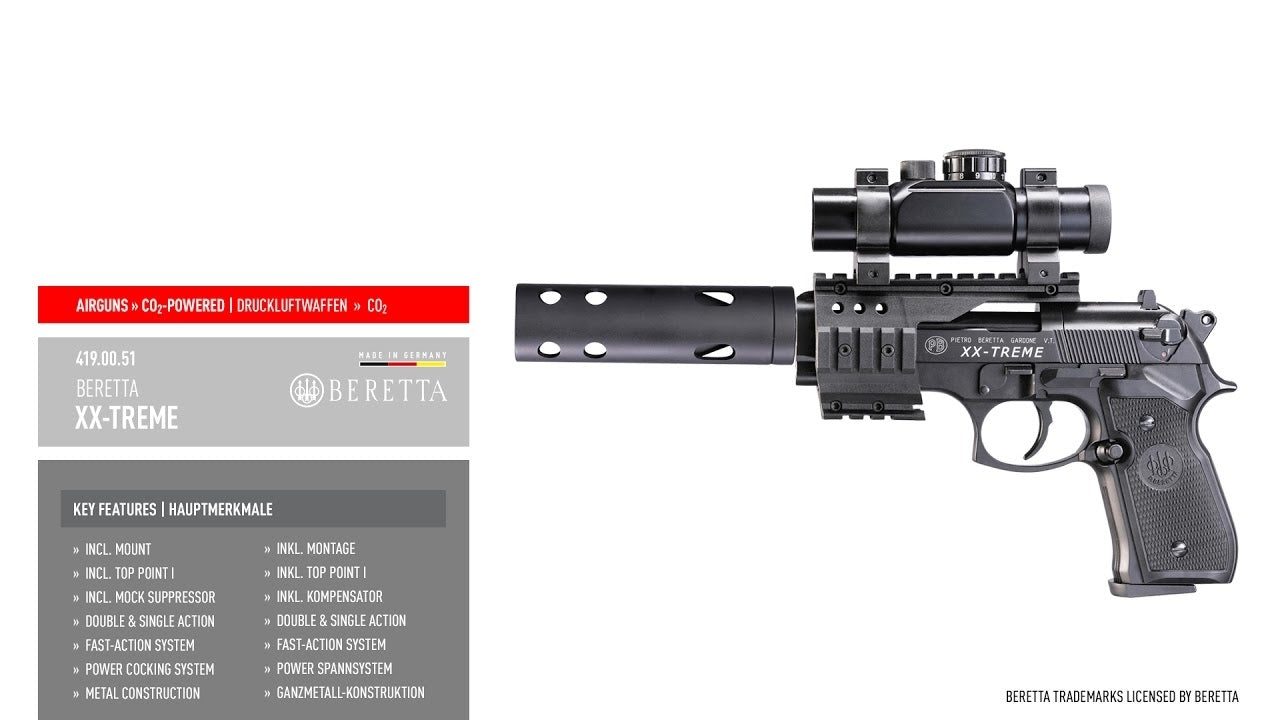 Beretta MOD. 92 FS XX-TREME 4,5 mm (.177) Diabolo, CO₂, < 4,0 J