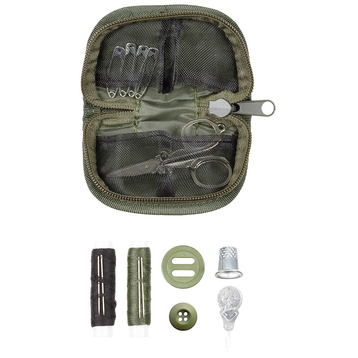 Nähzeug, mit Tasche, oliv