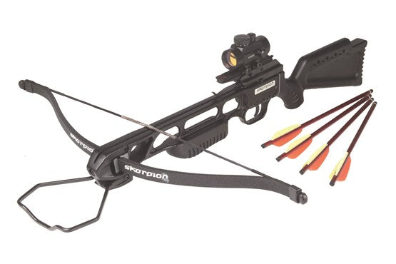 Skorpion Armbrust XBR 100 BK Set 30 zoll, 175 lbs, Red Dot, 4 Pfeile
