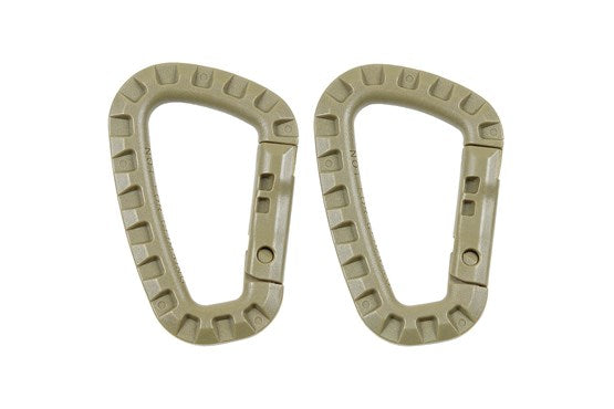Karabiner, Plastik, coyote tan D 7 mm x 8,5 cm, 2er Pack
