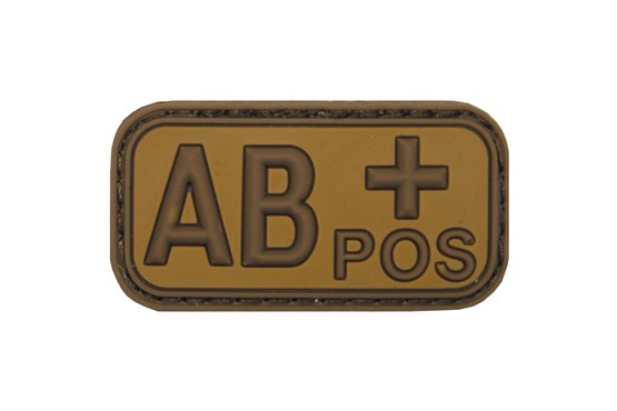 Klettabzeichen, Blutgruppe "AB POS", 3D div.Farben