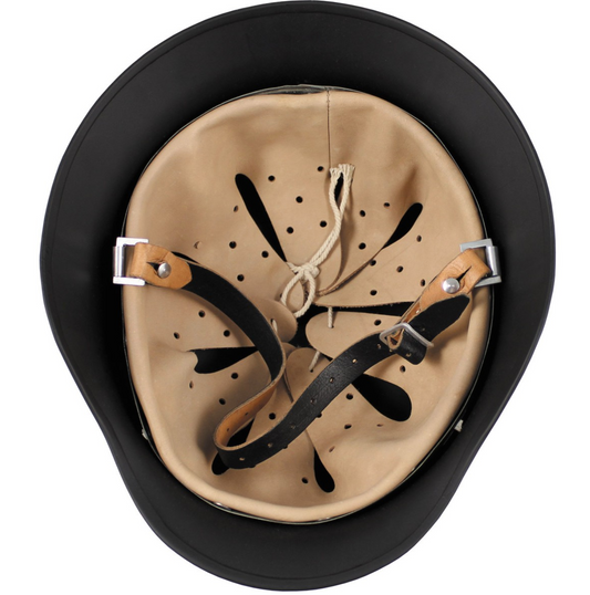 Stahlhelm WW II, Schwarz mit Leder-Innenteil