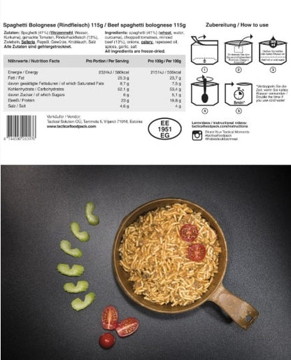 TACTICAL FOOD - Spaghetti Bolognese