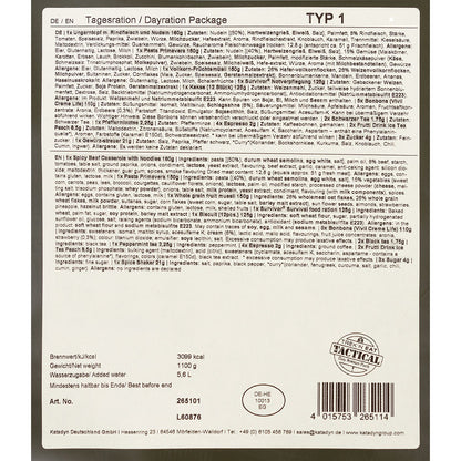 Trek 'n Eat, Tagesration, "Typ I" Rind