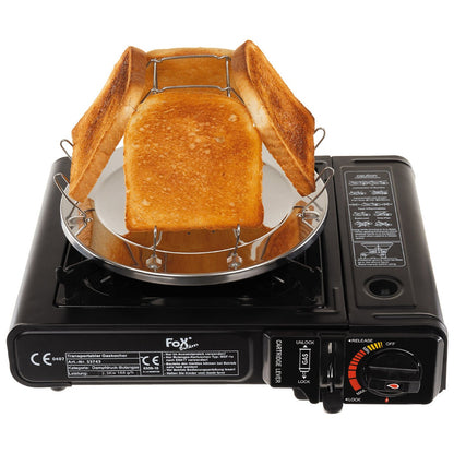 Campingtoaster, klappbar, für 4 Scheiben, mit Zange