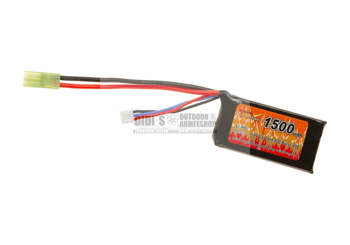 VB Power LiPo 7,4 V 1500 mAh 20C Mini Tamiya – Airsoft Akku