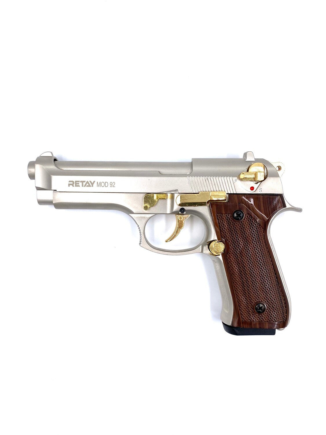 Pistole Retay Mod.92 Kal. 9 PAK, 14+1 Schuss,satin/gold