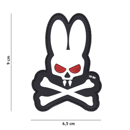 Rubber Patch Emblem 3D PVC Skull Bunny weiss