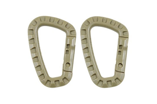 Karabiner, Plastik, coyote tan D 7 mm x 8,5 cm, 2er Pack