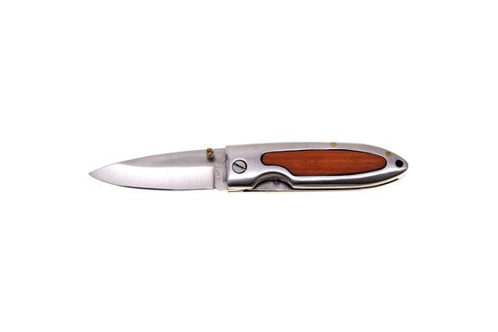Klappmesser, Einhand, silber, Holzeinlage