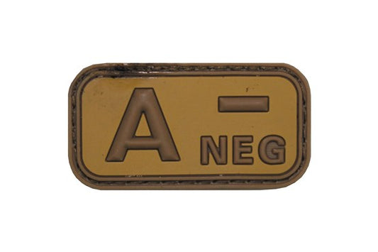 Klettabzeichen, Blutgruppe "A NEG", 3D div.Farben