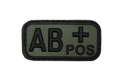 Klettabzeichen, Blutgruppe "AB POS", 3D div.Farben