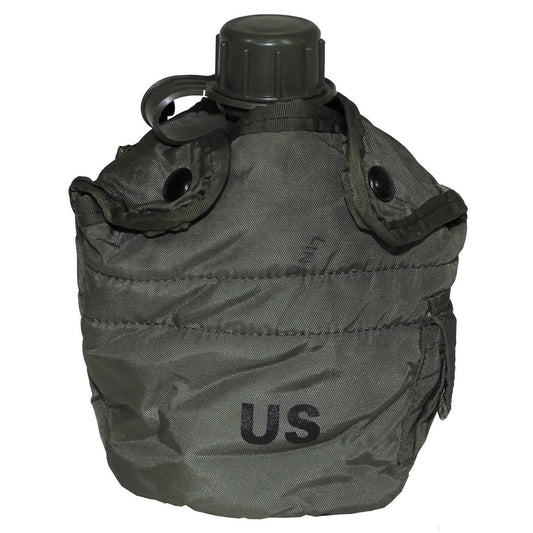 US/Holl. Feldflasche, 0,75 Ltr., mit US Bezug oliv, gebr.