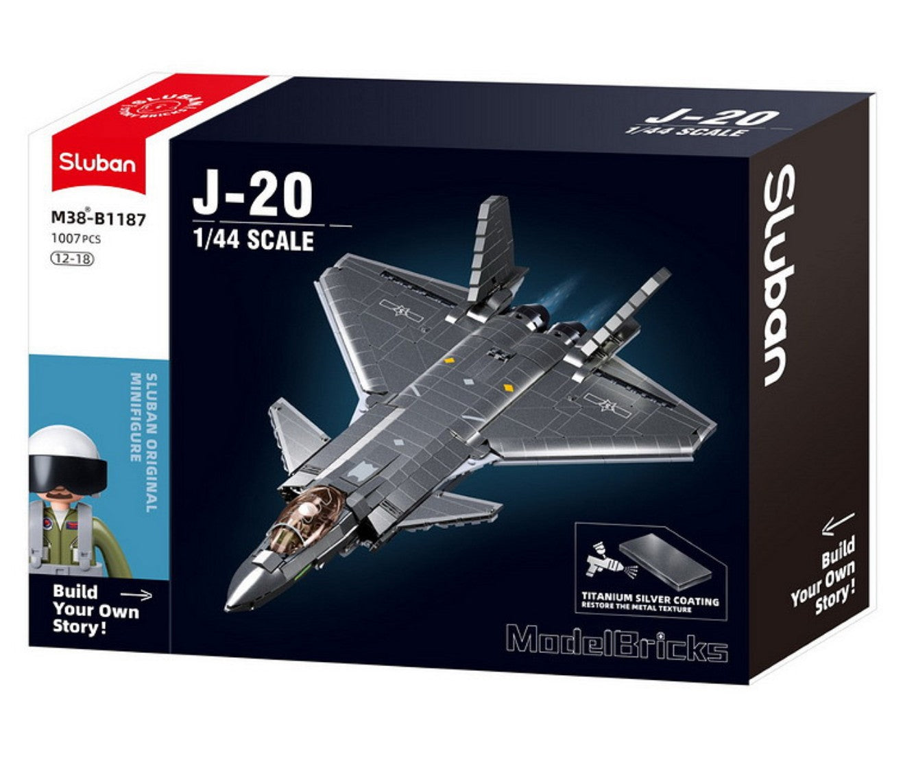 Sluban J20SS Stealth-Flugzeug Metallbeschichtung Version M38-B1187