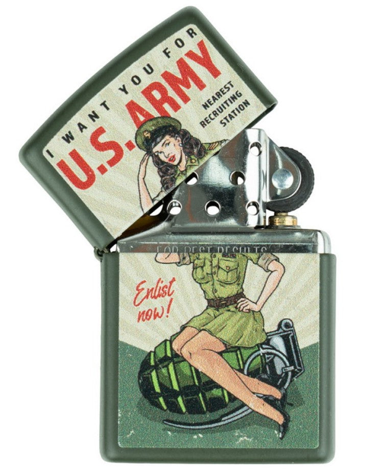 Zippo Feuerzeug U.S. Army Enlist Pin Up