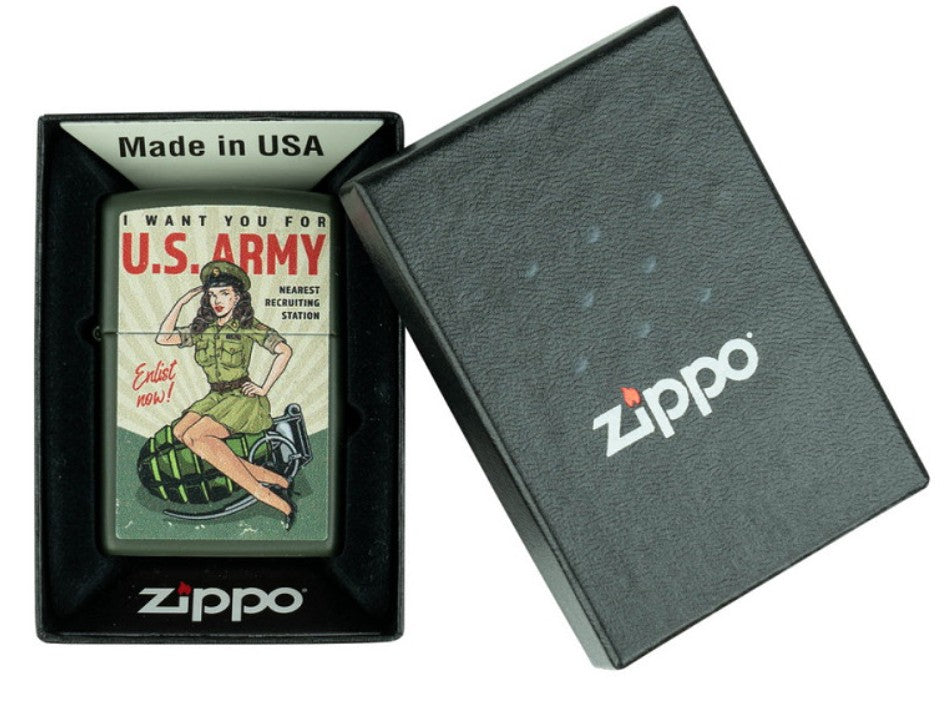Zippo Feuerzeug U.S. Army Enlist Pin Up