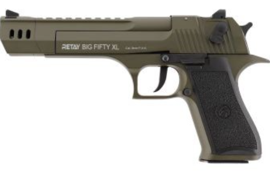 Pistole Retay Big Fifty XL, Kal. 9 mm PAK, 16 + 1 Schuss, olivgrün