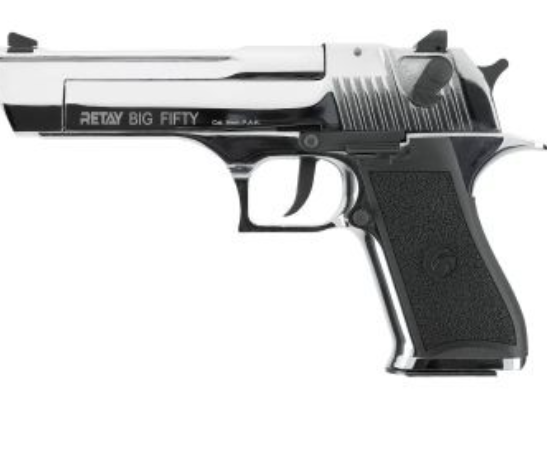 Pistole Retay Big Fifty, Kal. 9 mm PAK, 16 + 1 Schuss, Chrom
