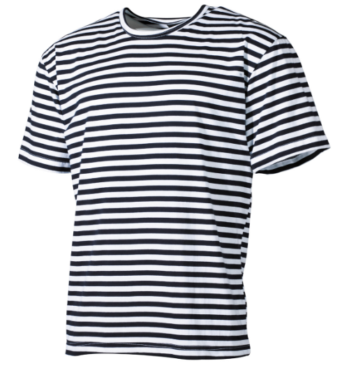 MFH Marine T-Shirt, weiß-blau, halbarm 100% Baumwolle 160 g/m²