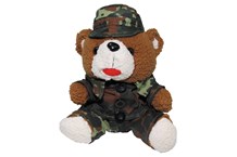 Teddybär, mit Anzug und Mütze, flecktarn, ca. 28 cm