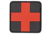 Klettabzeichen, "FIRST AID", schwarz-rot, 3D, ca. 5 x 5 cm